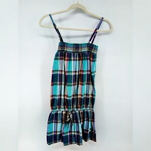 Express Plaid Blue Purple Stretchy Romper Medium